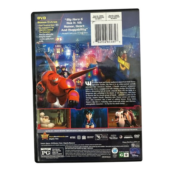 Big Hero 6 DVD Walt Disney Studio Animated Movie 2014 Hiro Baymax PG Region 1 - Picture 2 of 6